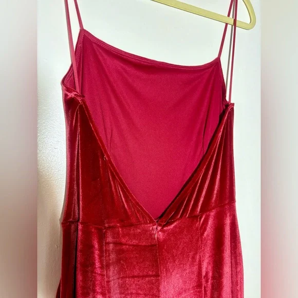 LULUS Hopeful Heart Red Velvet Backless Wide-Leg Jumpsuit - Picture 7 of 8